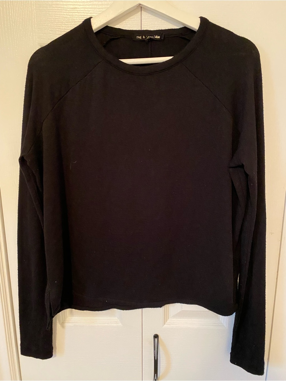 rag & bone Long-Sleeve Crewneck knit top tee shirt Black Oversized Size XS